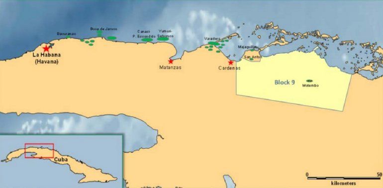 Imagen tomada de la web de la petrolera australiana MEO, donde indica el lugar del presunto descubrimiento del yacimiento petrolero.