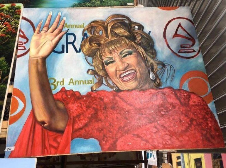 Uno de los cuadros de Celia Cruz que se venden en La Habana. 
