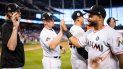 El venezolano Tomás Telis (derecha) lideró la ofensiva de los Marlins este miércoles frente a los Gigantes. El venezolano Tomás Telis (derecha) lideró la ofensiva de los Marlins este miércoles frente a los Gigantes.