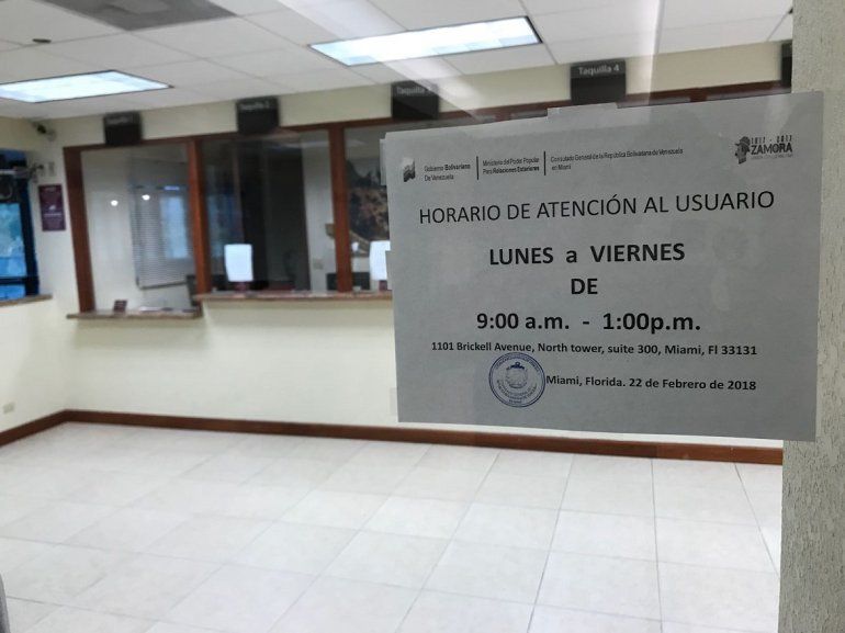 El Consulado de Venezuela en Miami ofrecerá servicios públicos entre las 9 de la mañana y la 1 de la tarde.