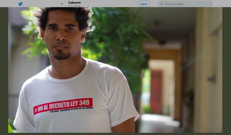 #CUBA. Fotograf&iacute;a del artista y opositor cubano Luis Manuel Otero Alc&aacute;ntara publicada el 16 de septiembre de 2019 en la cuenta de Twitter de @CubanetNoticias.