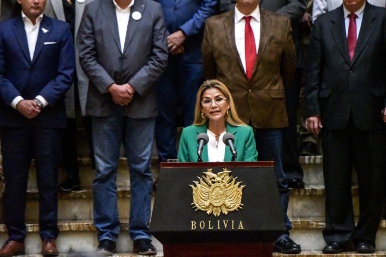 La presidente de Bolivia, Jeanine Añez. 