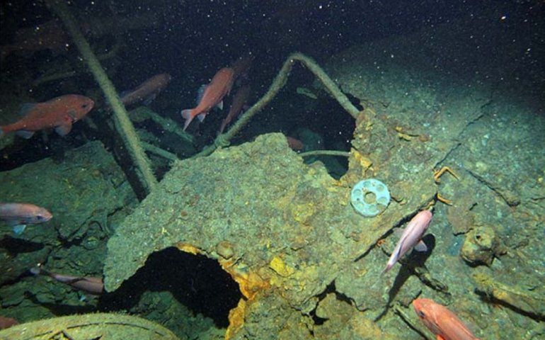 Vista parcial de los restos del submarino australiano HMAS AE1