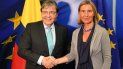 El canciller de Colombia, Carlos Holmes Trujillo, y la jefa de la diplomacia de la Unión Europea, Federica Mogherini. El canciller de Colombia, Carlos Holmes Trujillo, y la jefa de la diplomacia de la Unión Europea, Federica Mogherini.