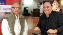Juan Juan Almeida (der.) entrevista al diseñador cubano Amaury Almaguer. Juan Juan Almeida (der.) entrevista al diseñador cubano Amaury Almaguer.