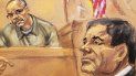 Dibujo de un momento del juicio, en Nueva York, al narcotraficante mexicano Joaquín El Chapo Guzmán. Dibujo de un momento del juicio, en Nueva York, al narcotraficante mexicano Joaquín El Chapo Guzmán.