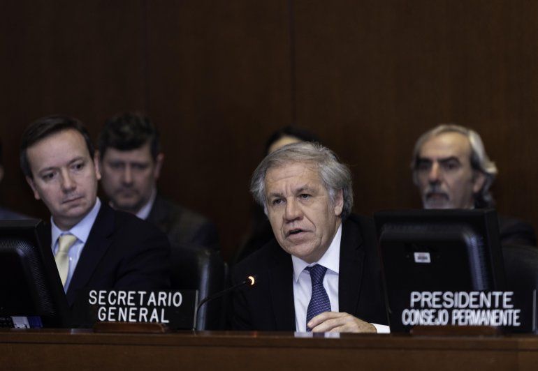 El secretario general de la OEA, Luis Almagro, durante una sesión extraordinaria del Consejo Permanente para dar seguimiento a la situación en Nicaragua.