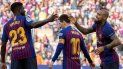 El Barcelona tardó 36 minutos en rematar a puerta -por parte de Rakitic- y tres más en abrir el marcador. Una falta servida por Messi, peinada por Piqué, salvada por David Soria y remachada por Arturo Vidal (1-0). El Barcelona tardó 36 minutos en rematar a puerta -por parte de Rakitic- y tres más en abrir el marcador. Una falta servida por Messi, peinada por Piqué, salvada por David Soria y remachada por Arturo Vidal (1-0).