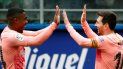 El delantero argentino del Barcelona, Lionel Messi (d), celebra su primer gol ante el Eibar, durante el partido de la Liga Santander de fútbol disputado en el estadio de Ipurúa de Eibar (Guipúzcoa). El delantero argentino del Barcelona, Lionel Messi (d), celebra su primer gol ante el Eibar, durante el partido de la Liga Santander de fútbol disputado en el estadio de Ipurúa de Eibar (Guipúzcoa).