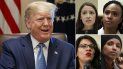 Combinación fotográfica donde aparecen el presidente Donald Trump y las cuatro legisladoras demócratas que fueron objeto de los tuits calificados de racistas. Combinación fotográfica donde aparecen el presidente Donald Trump y las cuatro legisladoras demócratas que fueron objeto de los tuits calificados de racistas.