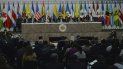 Representantes de los países miembros de la Organización de Estados Americanos asisten a una sesión de la 49ª Asamblea General de la OEA en Medellín, Colombia, el jueves 27 de junio de 2019. Representantes de los países miembros de la Organización de Estados Americanos asisten a una sesión de la 49ª Asamblea General de la OEA en Medellín, Colombia, el jueves 27 de junio de 2019.