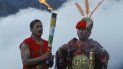 En esta foto distribuida por la Organización Deportiva Panamericana, dos hombres con atuendos incas participan en la ceremonia de llegada de la llama de los Juegos Panamericanos a Machu Picchu. En esta foto distribuida por la Organización Deportiva Panamericana, dos hombres con atuendos incas participan en la ceremonia de llegada de la llama de los Juegos Panamericanos a Machu Picchu.