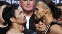 Manny Pacquiao (izquierda) y Keith Thurman se encaran durante la ceremonia de pesaje realizada el viernes 19 de julio de 2019, un día antes de su combate por el cetro welter en Las Vegas Manny Pacquiao (izquierda) y Keith Thurman se encaran durante la ceremonia de pesaje realizada el viernes 19 de julio de 2019, un día antes de su combate por el cetro welter en Las Vegas