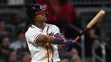 El venezolano de los Bravos de Atlanta Ronald Acuña Jr. observa su cuadrangular de dos carreras en la quinta entrada del duelo ante los Marlins de Miami, el miércoles 21 de agosto de 2019, en Atlanta. El venezolano de los Bravos de Atlanta Ronald Acuña Jr. observa su cuadrangular de dos carreras en la quinta entrada del duelo ante los Marlins de Miami, el miércoles 21 de agosto de 2019, en Atlanta.