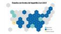 Mapa de los estados de EEUU donde se han producido brotes de hepatitis A. Mapa de los estados de EEUU donde se han producido brotes de hepatitis A.