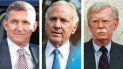 De izquierda a derecha: el general retirado Michael Flynn, el teniente general H. R. McMaster y el diplomático John Bolton. De izquierda a derecha: el general retirado Michael Flynn, el teniente general H. R. McMaster y el diplomático John Bolton.