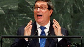 El canciller del régimen cubano, Bruno Rodríguez, habla ante la 74ta sesión de la Asamblea General de las Naciones Unidas, sábado 28 de septiembre de 2019. 