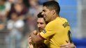 Luis Suárez festeja tras anotar el tercer gol del Barcelona junto a Lionel Messi en la victoria 3-0 ante Eibar en la Liga española, el sábado 19 de octubre de 2019. Luis Suárez festeja tras anotar el tercer gol del Barcelona junto a Lionel Messi en la victoria 3-0 ante Eibar en la Liga española, el sábado 19 de octubre de 2019.