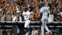 En los playoffs de este año, el venezolano es colíder en carreras anotadas con 10, primero en jonrones con 5, segundo en impulsadas con ocho y exhibe un promedio de .349. En los playoffs de este año, el venezolano es colíder en carreras anotadas con 10, primero en jonrones con 5, segundo en impulsadas con ocho y exhibe un promedio de .349.
