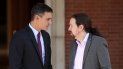 El presidente del Gobierno en funciones, Pedro Sánchez (izquierda) y el secretario general de Podemos, Pablo Iglesias, momentos antes de su reunión en La Moncloa, para analizar la situación en Cataluña tras la sentencia del juicio del procés, en Madrid, España. El presidente del Gobierno en funciones, Pedro Sánchez (izquierda) y el secretario general de Podemos, Pablo Iglesias, momentos antes de su reunión en La Moncloa, para analizar la situación en Cataluña tras la sentencia del juicio del procés, en Madrid, España.