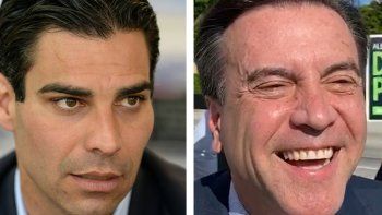 El alcalde Miami, Francis Suárez, y el exsenador estatal de Florida Alex Díaz de la Portilla.