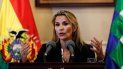 La presidenta interina de Bolivia, Jeanine Áñez, habla durante una conferencia de prensa en el palacio presidencial en La Paz, Bolivia, el miércoles 13 de noviembre de 2019 La presidenta interina de Bolivia, Jeanine Áñez, habla durante una conferencia de prensa en el palacio presidencial en La Paz, Bolivia, el miércoles 13 de noviembre de 2019
