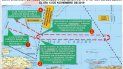 Imagen del supuesto recorrido del avión estadounidense captado por los radares de la Fuerza Armada venezolana, según ha denunciado el régimen. Imagen del supuesto recorrido del avión estadounidense captado por los radares de la Fuerza Armada venezolana, según ha denunciado el régimen.