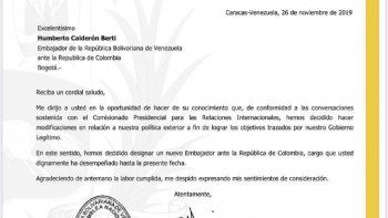 Carta enviada a Humberto Calderon Berti. 