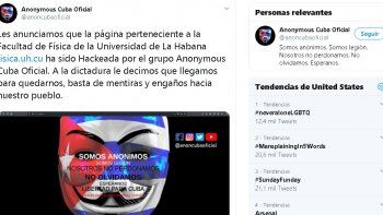El pasado 21 de febrero Anonymous también reivindicó el hackeo de la página web oficial de la Embajada de España en Cuba.