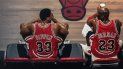 Pippen y Jordan en el documental El último baile de Netflix. Pippen y Jordan en el documental El último baile de Netflix.