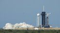Un cohete Falcon 9 de SpaceX con la cápsula Crew Dragon a bordo es visto en la plataforma de lanzamientos durante una breve prueba el centro espacial Kennedy en Florida, el viernes 22 de mayo. Un cohete Falcon 9 de SpaceX con la cápsula Crew Dragon a bordo es visto en la plataforma de lanzamientos durante una breve prueba el centro espacial Kennedy en Florida, el viernes 22 de mayo.