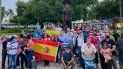 Españoles e hispanos en protesta contra actos de vandalismo con signos comunistas en estatuas de exploradores españoles en Miami, el sábado 13 de junio de 2020. Españoles e hispanos en protesta contra actos de vandalismo con signos comunistas en estatuas de exploradores españoles en Miami, el sábado 13 de junio de 2020.