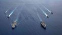 Fotografía proporcionada por la Marina de Estados Unidos de grupos de ataque USS Ronald Reagan (CVN 76) y USS Nimitz (CVN 68) en formación en el Mar de China Meridional el lunes 6 de julio de 2020. Fotografía proporcionada por la Marina de Estados Unidos de grupos de ataque USS Ronald Reagan (CVN 76) y USS Nimitz (CVN 68) en formación en el Mar de China Meridional el lunes 6 de julio de 2020.