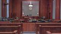 Vista parcial de una sala de tribunal. Vista parcial de una sala de tribunal.