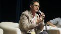 En esta foto de archivo tomada el 22 de mayo de 2017 el escritor colombiano Pablo Montoya -ganador del Premio venezolano Rómulo Gallegos en 2015- habla durante el quinto festival literario Centroamérica Cuenta dedicado a dos grandes autores franceses del siglo XX, Andre Malraux y Albert. Camus en Managua. En esta foto de archivo tomada el 22 de mayo de 2017 el escritor colombiano Pablo Montoya -ganador del Premio venezolano Rómulo Gallegos en 2015- habla durante el quinto festival literario Centroamérica Cuenta dedicado a dos grandes autores franceses del siglo XX, Andre Malraux y Albert. Camus en Managua.