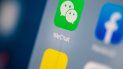 imagen de un teléfono con la aplicación de Wechat. imagen de un teléfono con la aplicación de Wechat.