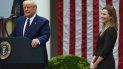El presidente de los Estados Unidos, Donald Trump, anuncia a su candidata a la Corte Suprema de los Estados Unidos, la jueza Amy Coney Barrett (derecha), en el Rose Garden de la Casa Blanca en Washington, DC el 26 de septiembre de 2020. Barrett, si el Senado lo confirma, reemplazará a la jueza Ruth Bader Ginsburg, quien murió el 18 de septiembre. El presidente de los Estados Unidos, Donald Trump, anuncia a su candidata a la Corte Suprema de los Estados Unidos, la jueza Amy Coney Barrett (derecha), en el Rose Garden de la Casa Blanca en Washington, DC el 26 de septiembre de 2020. Barrett, si el Senado lo confirma, reemplazará a la jueza Ruth Bader Ginsburg, quien murió el 18 de septiembre.