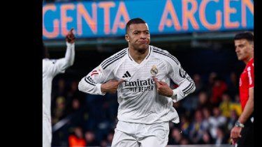 Kylian Mbappé celebra el gol anotado por el Real Madrid