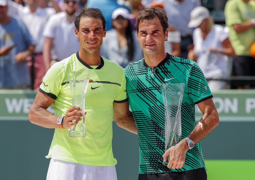 Federer (derecha) recordó a Nadal (izquierda) que la rivalidad entre ellos nació en Miami en 2004.&nbsp;