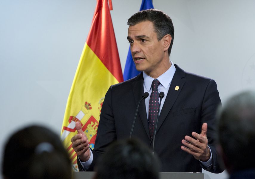 Pedro Sánchez habla durante una conferencia de prensa. 