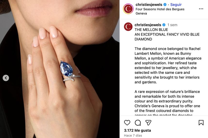 El diamante, conocido entonces bajo el nombre &nbsp;de Zoe Diamond, fue vendido por 32,6 millones de dólares en Sotheby’s en Nueva York en 2014, logrando récords mundiales para un diamante azul