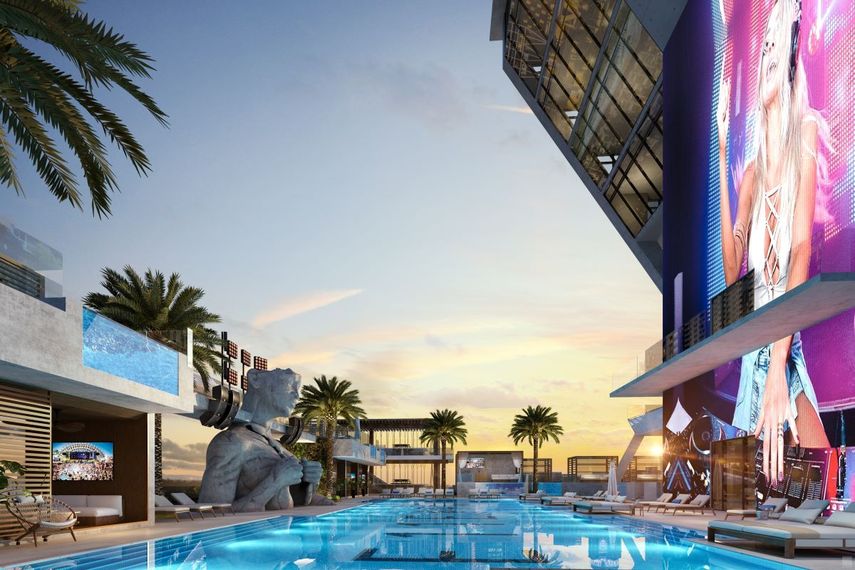 Imagen del&nbsp; Day Club Pool en la torre E11EVEN Hotel and Residences.