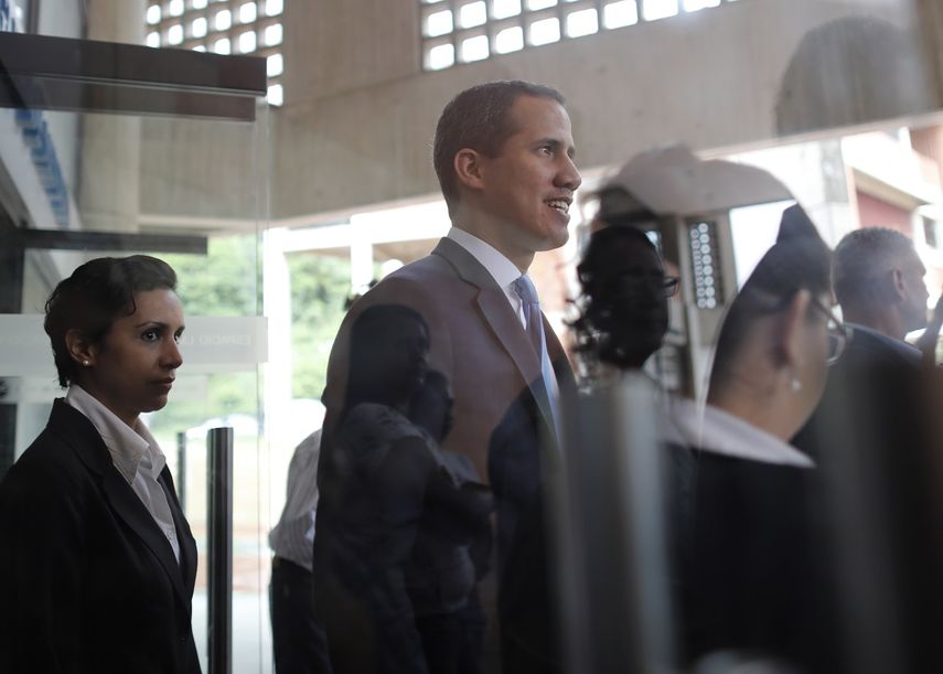 El presidente encargado de Venezuela, Juan Guaid&oacute;, visita la Universidad Metropolitana en Caracas, Venezuela, el 28 de agosto de 2019.