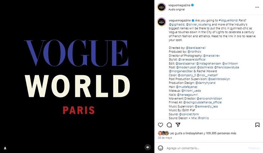 La revista de moda Vogue celebra su desfile anual Vogue World con temática deportiva por los Juegos Olímpicos.&nbsp;
