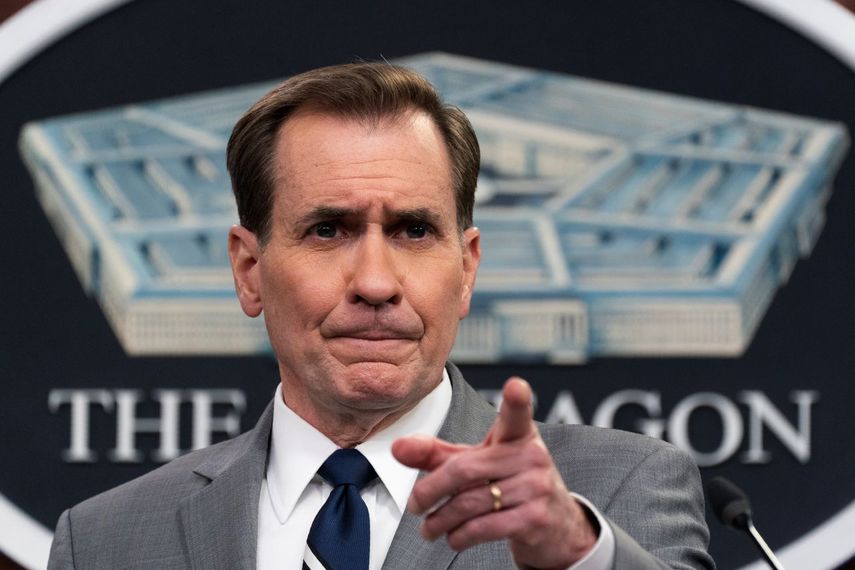 El portavoz del Pentágono, John Kirby, habla durante una sesión informativa en el Pentágono el lunes 24 de enero de 2022, en Washington.&nbsp;