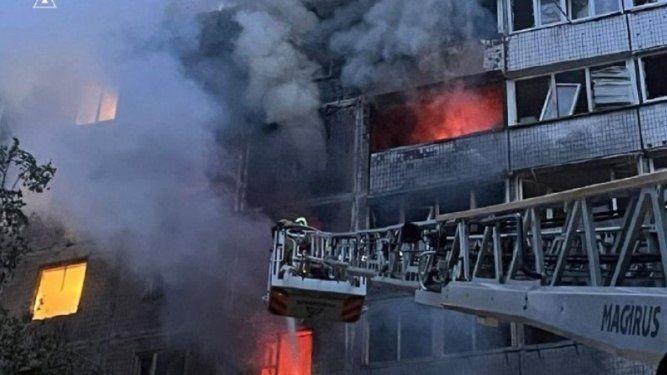 Ataque de Rusia contra la capital de Ucrania, Kiev este 7 de mayo.
