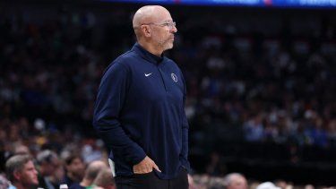 El entonces entrenador de los Mavericks de Dallas, Jason Kidd, durante un partido de la NBA, el 12 de abril de 2026.