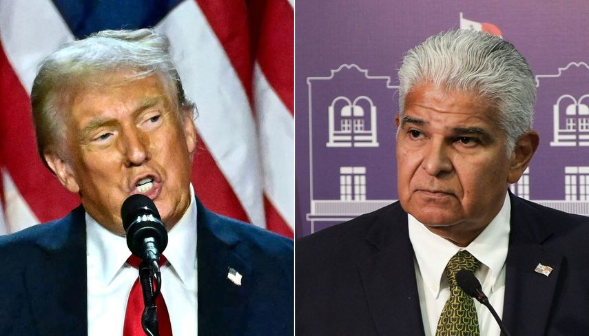 El presidente electo Donald Trump y el presidente de Panamá, José Raúl Mulino.