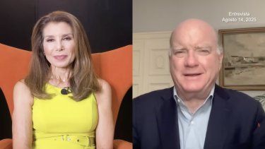 Patricia Janiot entrevista en su programa al analista Pedro Burelli.&nbsp;