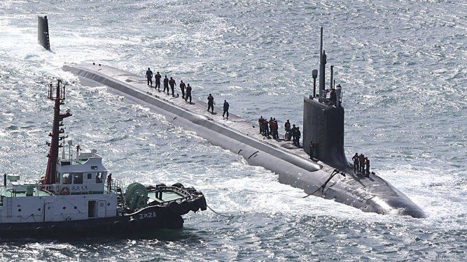 El USS Vermont, un submarino de ataque rápido con motor nuclear, entra en una base naval en Busán, Corea del Sur, el lunes 23 de septiembre de 2024.&nbsp;